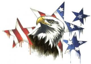 American Eagle with Flag Stars Large Temporary Body Art Tattoos 7" x 4.5" Clothing