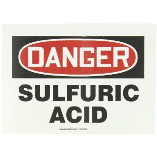 Accuform Signs MCHL077VS Adhesive Vinyl Safety Sign, Legend "DANGER SULFURIC ACID", 7" Length x 10" Width x 0.004" Thickness, Red/Black on White: Industrial Warning Signs: Industrial & Scientific