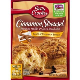 Betty Crocker, Premium Muffin Mix, Cinnamon Streusel, 15.2 Ounce Box (Pack of 4) : Grocery & Gourmet Food