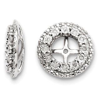 Sterling Silver Diamond Earrings Jacket   JewelryWeb: Jewelry