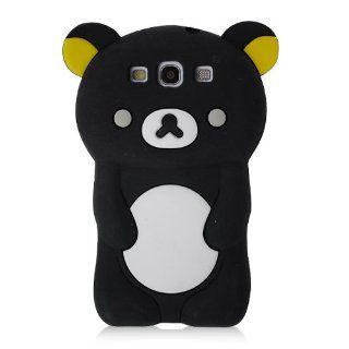 TEDDY BEAR 3D Design Silicone Case Cover Skin for Samsung Galaxy S3 III   BLACK w/ Screen Protector: Cell Phones & Accessories