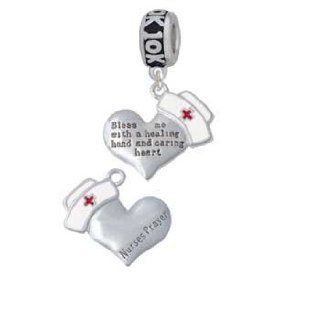 Nurse's Prayer Heart   Healing Hand 10K Run Charm Dangle Bead: Delight Jewelry: Jewelry