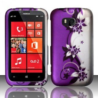 Bundle Accessory for Verizon Nokia Lumia 822   Purple Vine Designer Hard Case Protective Cover + Lf Stylus Pen + Lf Screen Wiper: Cell Phones & Accessories
