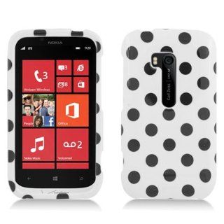 Aimo NK822PCPD300 Cute Polka Dot Hard Snap On Protective Case for Nokia Lumia 822   Retail Packaging   Black/White: Cell Phones & Accessories