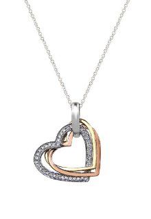 Effy Jewlery Moderna Tri Color Gold Diamond Heart Pendant, 0.18 TCW Effy Jewelry