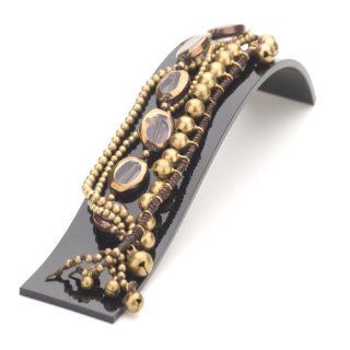 Purple glass brass gold hippie charm bell bracelet by 81stgeneration Jewelry
