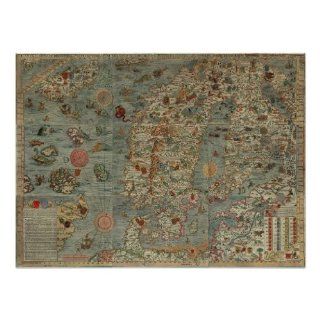 Scandinavia Carta Marina 16th Century Sea Map Print  