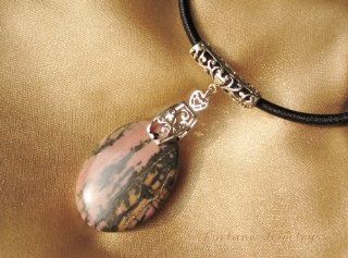 Abstract Fantasy7  Pink Rhodonite Gemstone Pendant Necklace : Office Products : Office Products
