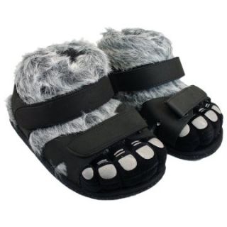 Comfy Feet Hairy Feet Black/Gray Slippers   Mens Slippers