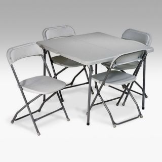 Office Star Products 36 in. Square Resin Folding Card Table and Chair Set   5 Piece   Grey   Banquet Tables