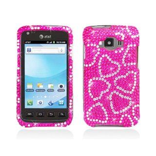 Hot Pink Heart Bling Gem Jeweled Crystal Cover Case for Samsung Rugby Smart SGH I847: Cell Phones & Accessories