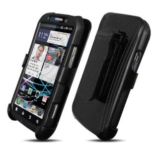 Motorola Photon 4G/Electrify MB855 Black Cover Case + Kickstand Belt Clip Holster + Naked Shield Screen Protector: Cell Phones & Accessories