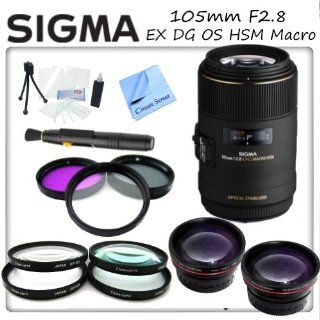 Sigma 105mm f/2.8 EX DG OS HSM Macro Lens for Sony DSLR Cameras: Includes: 3 Piece High Resolution Filter Kit, 4 Piece Macro Lens Set (Diopters:+1+2+4+10), 0.45x Wide Angle Lens, 2x Telephoto Lens, Lens Cleaning Pen, Cleaning Kit, CS Microfiber Cleaning Cl