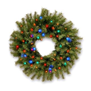 24 in. Norwood Fir Pre lit Battery Operated LED Wreath   Christmas Wreaths