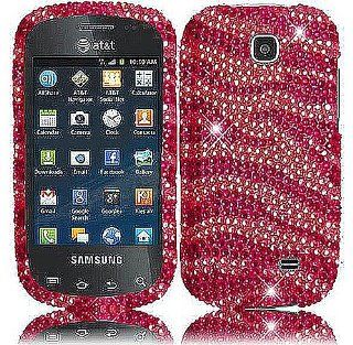 Hot Pink Zebra Stripe Bling Gem Jeweled Crystal Cover Case for Samsung Galaxy Appeal SGH I827 Cell Phones & Accessories