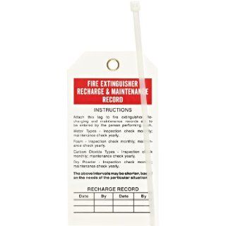 Brady 65371 5 3/4" Height, 3" Width, B 851 Economy Polyester, Red And Black On White Fire Extinguisher Tags (Pack Of 25): Industrial Lockout Tagout Tags: Industrial & Scientific