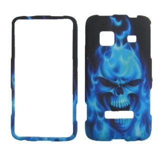 Blue Fire Skull Samsung Galaxy Precedent Sch m828c Straight Talk Phone Cover: Cell Phones & Accessories