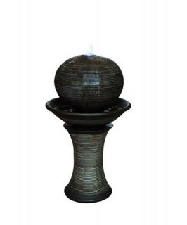 Alpine Ball On Top Of Stand Cascade Indoor/Outdoor Floor Fountain with LED Lights   Fountains