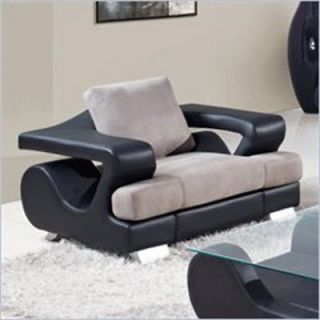Global Furniture U7208 Microfiber Chair   Black / Gray   Leather Club Chairs