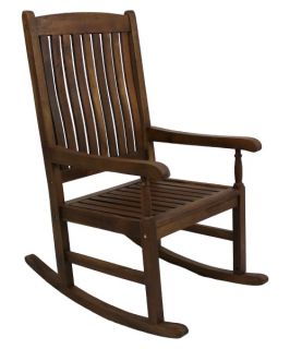 International Caravan Traditional Stained Acacia Wood Slat Rocking Chair   Outdoor Rocking Chairs