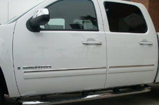 07 08 Chevy Silverado Crew Cab Rocker Panel Chrome Stainless Steel Body Side Moulding Molding Trim Cover Top 1" Wide 4PC: Automotive