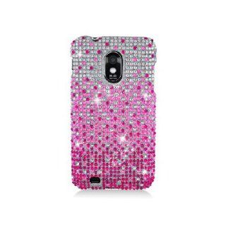 Samsung Galaxy S2 S II D710 Sprint Virgin Boost Bling Gem Jeweled Jewel Crystal Diamond Pink Silver Waterfall Cover Case Cell Phones & Accessories