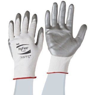 Ansell HyFlex 11 830 Nylon Light Duty Multipurpose Glove with Knitwrist, Abrasion/Cut Resistant, Size 7, White (Pack of 12 Pairs): Cut Resistant Safety Gloves: Industrial & Scientific