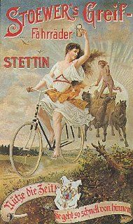 STOEWER'S GREIF STETTIN GIRL RIDING A BICYCLE BIKE CYCLES 24" X 36" VINTAGE POSTER REPRO   Prints