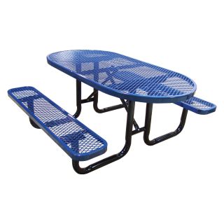 Oval Expanded Metal Commercial Grade Picnic Table   Picnic Tables