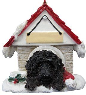 Labradoodle Dark Brown "Personalized" Christmas Doghouse Ornament : Everything Else