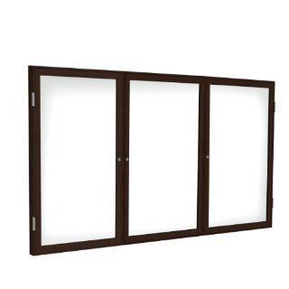 3 Door Wood Frame Enclosed Porcelain Magnet Whiteboard Size: 48" H x 96" W x 2.25" D, Frame Finish: Walnut : Ordinary Display Boards : Office Products