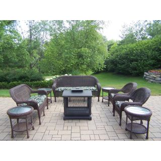 Oakland Living All Weather Wicker Conversation Set with Outdoor Fire Place   Conversation Patio Sets