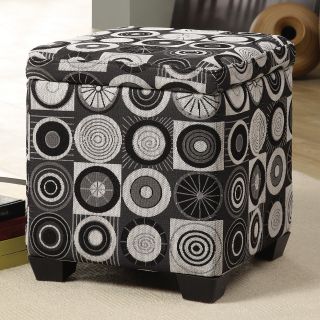 Grey / Black Kaleidoscope Fabric Storage Ottoman   Ottomans