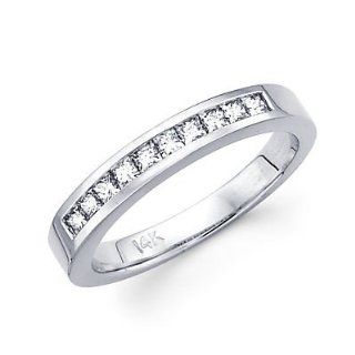 14k White Gold Diamond Wedding Matching Ring Band .40ct (G H Color, I1 Clarity) Jewelry