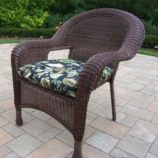 Oakland Living All Weather Wicker Arm Chair   Outdoor Dining Chairs