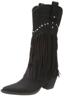 Roper Women's Fringe and Stud Western Boot: Womens Black Fringe Boots: Shoes