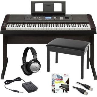 Yamaha DGX 650 Black Digital Piano LEARNING BUNDLE w/ Bench & Software: Musical Instruments