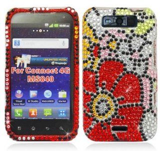 COLORFUL FLOWER Rhinestone/Cyrstal/Bling/Diamond Hard case Cover for LG Connect 4G MS840 (MetroPCS): Cell Phones & Accessories