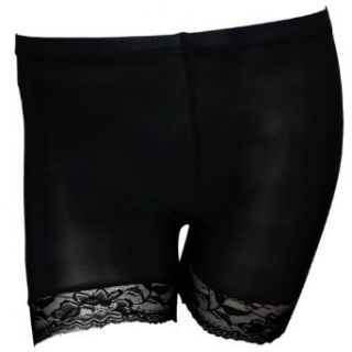 Refreshing Lace Edge Silky Safety Shorts   Black at  Womens Clothing store: Apparel Half Slips