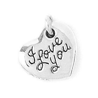 Bob Siemon Sterling Silver "I Love You" Charm: Clasp Style Charms: Jewelry