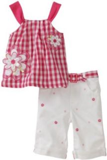 Nannette Baby Girls 2 Piece Capri Set, Pink/White, 24 Months: Clothing