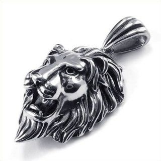 18" KONOV Jewelry Lion King Tribal Biker Mens Stainless Steel Necklace Pendant Silver 18 inch Chain: Konov Lion: Jewelry