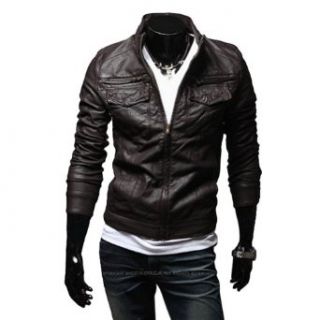 Zicac Mens Fashion Transverse Slim Leather Coats Autumn Winter Suit Jacket (Asia(M): US2, Coffee) at  Mens Clothing store