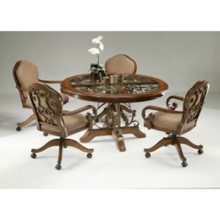Pastel Carmel 5 piece Dining Table Set with Caster Chairs   Dining Table Sets