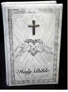 Elegant English Silver Wedding Bible  Mother of Pearl Cover with 849 Gilded Pages  Elegant Gift Box  Other Products  