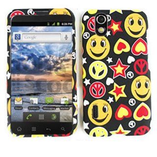 For LG Marquee LS855 Case Cover   Smiley Faces Peace Signs Stars Hearts Orange Yellow Black Rubberized TE413 Cell Phones & Accessories