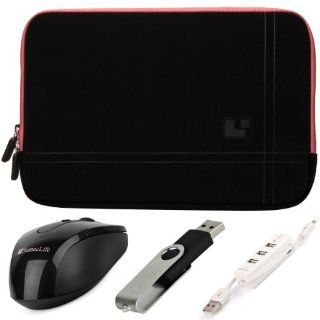 Pink Trim SumacLife Microsuede Sleeve with Neoprene Bubble Padding for Asus X502CA 15.6 inch Laptop + Black SumacLife Wireless USB Mouse and Adapter + Black 4GB Flash Memory Thumbdrive + Kallin Universal 3 Port USB Hub with Micro USB Charger Cable: Compute