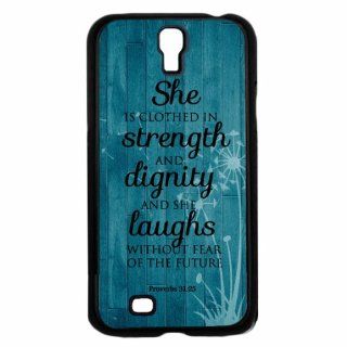 Proverbs 31:25 Baby Blue Wood Pattern White Dandelion Samsung GALAXY S4 Hard Case: Cell Phones & Accessories