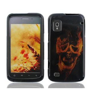 ZTE Warp N860 N 860 Black with Red Fire Flame Ghost Skull Design Snap On Cover Hard Case Cell Phone Protector: Cell Phones & Accessories
