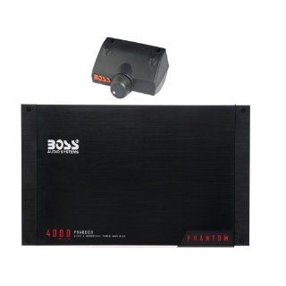 BOSS Audio PH4000D Phantom 4000 watts Monoblock Class D 1 Channel 1 Ohm Stable Amplifier with Remote Subwoofer Level Control : Vehicle Mono Subwoofer Amplifiers : Car Electronics